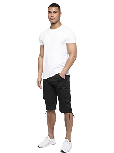 989Zé ENZO Herren Cargo-Shorts Sommer Chino Casual Baumwolle Multi Pockets Combat Pants, Schwarz , 30W von 989Zé ENZO