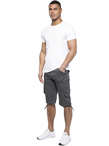 989Zé ENZO Herren Cargo-Shorts Sommer Chino Casual Baumwolle Multi Pockets Combat Pants, grau, 48W von 989Zé ENZO