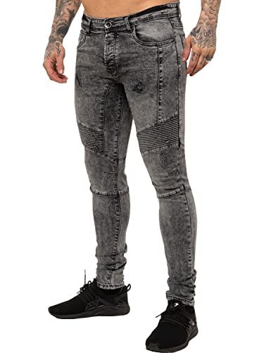 989Zé ENZO Herren Jeans Skinny Fit Jeanshose Stretch Denim Designer Hose Destroyed EZ365 SCHWARZ SAURE 40W / 32L von 989Zé ENZO