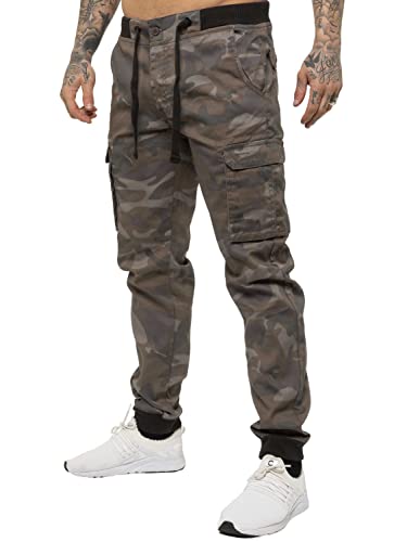 989Zé ENZO Herren Militär-Kampf-Hose Tarnung Fracht Camo Arbeitshose Jeans Hose mit Bündchen EZ409 GRAU 32W / 32L von 989Zé ENZO