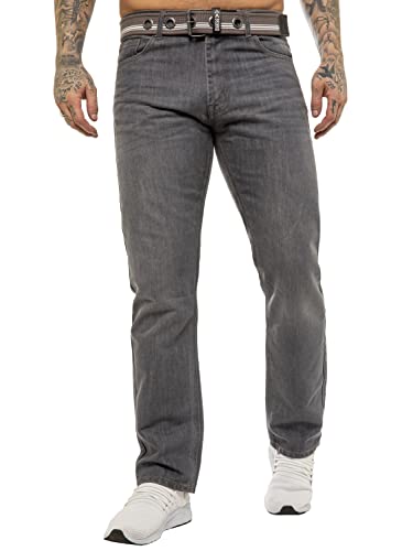 989Zé ENZO Herren Pants Klassische Passform Arbeitshose Jeanshose Mit Gurtel EZ399 GRAU 44W / 32L von 989Zé ENZO