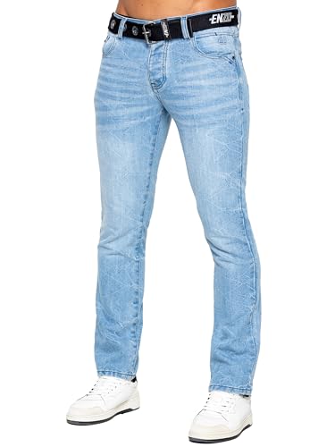 989Zé ENZO Herren Pants Regular Fit Arbeitshose Jeanshose Mit Gurtel EZ384 HELLBLAU 30W / 32L von 989Zé ENZO