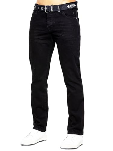 989Zé ENZO Herren Pants Regular Fit Arbeitshose Jeanshose Mit Gurtel EZ384 SCHWARZ 30W / 30L von 989Zé ENZO