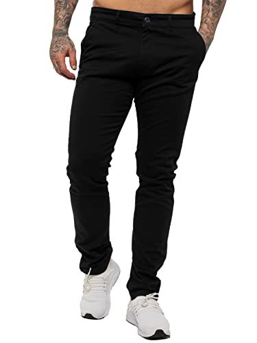 989Zé ENZO Herren Skinny Slim Fit Chinos Stretch Hose Pants, Schwarz , 34 W/32 L von 989Zé ENZO