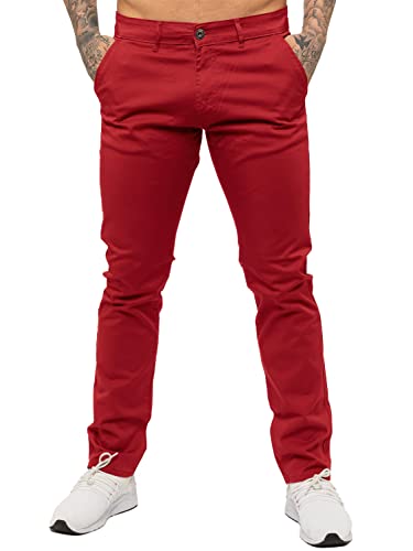 989Zé ENZO Herren Skinny Slim Fit Chinos Stretch Hose Pants, rot, 40 W/32 L von 989Zé ENZO