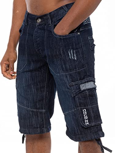 989Zé ENZO Kurze Hosen Herren Cargo Shorts Baumwolle Regular Fit Sommer Jeanshose mit Taschen EZS404 DUNKELBLAU 48 von 989Zé ENZO