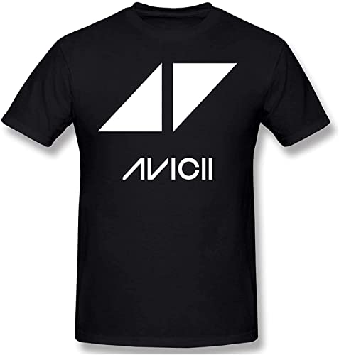 Avicii T Shirt Men Summer New Classic-Fit Short Sleeves Novelty Cotton Shirt Black T-Shirts & Hemden(Large) von 98SUNYE