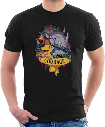 Courage Tattoo Style Greymon Digimon Men's T-Shirt T-Shirts & Hemden(X-Large) von 98SUNYE