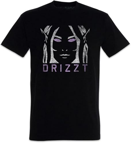 Dark Elf Face T-Shirt The Saga Drow of The Drizzt Do'Urden from The Dunkelelf Trilogy Black Black T-Shirts & Hemden(Medium) von 98SUNYE