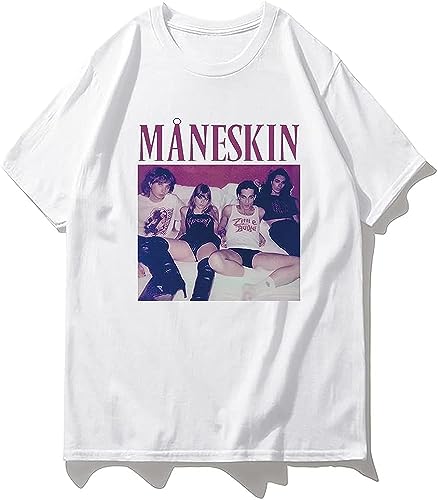 Maneskin T Shirt New Summer Fashion WomenMen Casual O-Neck Black T-Shirts Male Harajuku Kawaii Cotton Tees Shirts Tshirts Tops T-Shirts & Hemden(Medium) von 98SUNYE