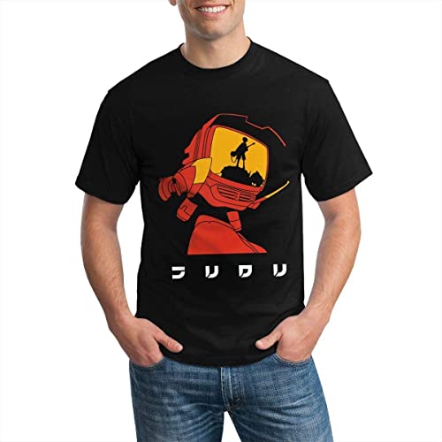 Men's Classic FLCL t-Shirt Breathable Crew Neck Loose Black T-Shirts & Hemden(XX-Large) von 98SUNYE