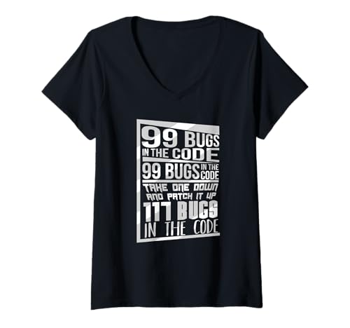 Damen 99 Bugs Im Code Computerfreak Lustiger Programmierer T-Shirt mit V-Ausschnitt Damen 99 Bugs Im Code Computerfreak Lustiger Programmierer T-Shirt mit V-Ausschnitt von 99 Bugs In The Code Computer Geek Programmer Gifts