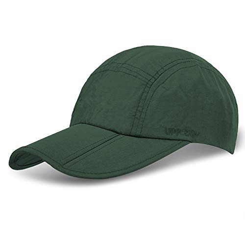 UPF 50+ Faltbare Baseballkappe Sonnenschutz Schnell Trocken Tragbar Faltbare Hüte für Männer oder Frauen, Grün (Army Green), Einheitsgr��e von 9M Clothing Company