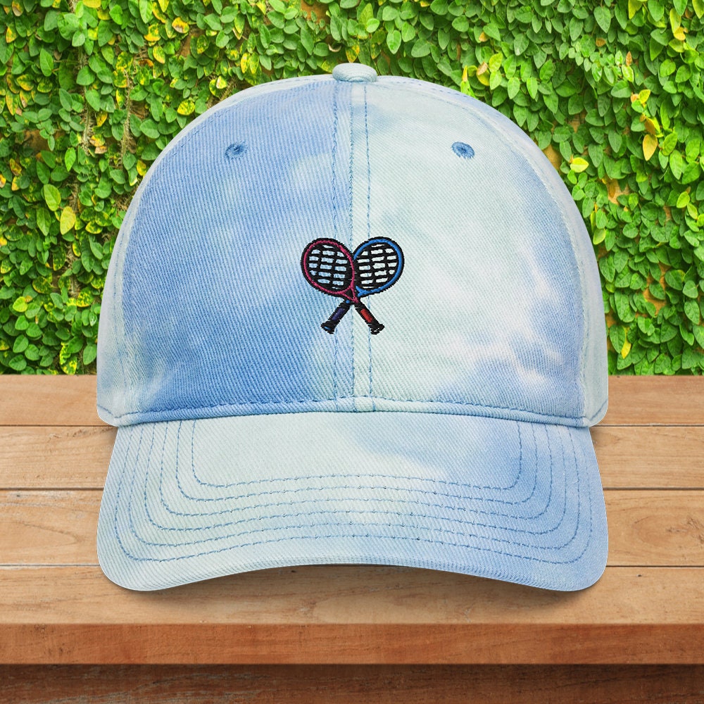 Tennis Tie-Dye Mütze, Tennisschläger Stickerei Retro Baseball Kappe, Tennisspieler Geschenk, Geschenk Für Liebhaber Vintage Dad Cap, Minimalist Hut von 9N20