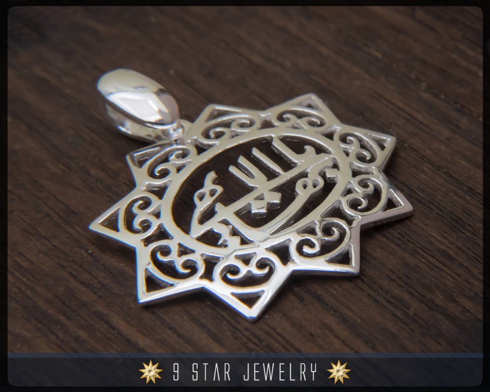 Bps14 - Sterling Silber 9 Star Bahai Anhänger Mit Größtem Namen Bps14 - Sterling Silber 9 Star Bahai Anhänger Mit Größtem Namen von 9StarJewelry
