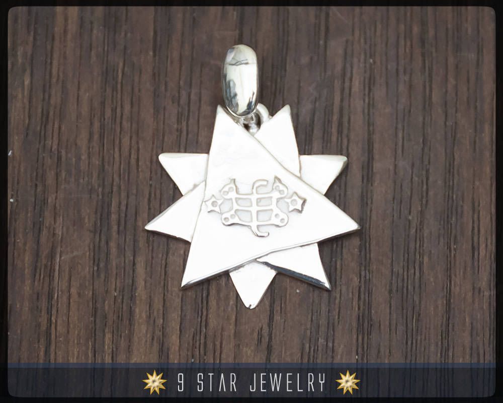 Bps22 - 925 Sterling Silber 9 Stern Bahai Anhänger/Ring Mit Steinsymbol Bps22 - 925 Sterling Silber 9 Stern Bahai Anhänger/Ring Mit Steinsymbol von 9StarJewelry