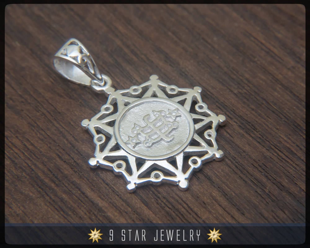 Bps23 - 925 Sterling Silber 9 Stern Bahai Anhänger Mit Ring Stein Symbol Bps23 - 925 Sterling Silber 9 Stern Bahai Anhänger Mit Ring Stein Symbol von 9StarJewelry
