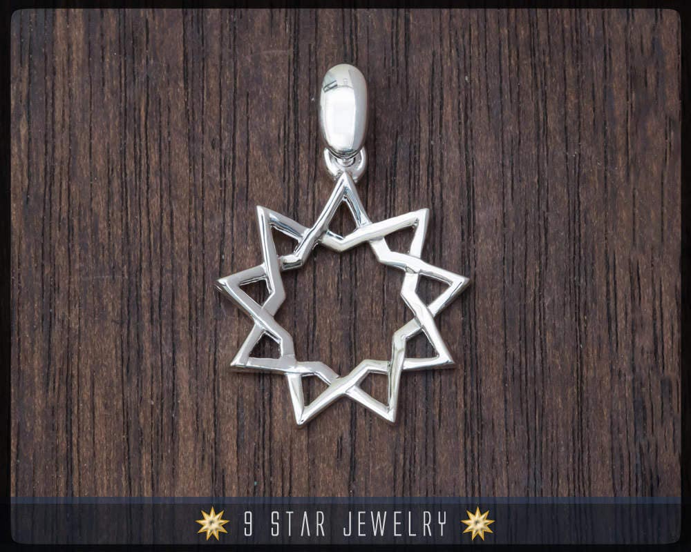 Bps3 - 925 Sterling Silber 9 Stern Bahai Anhänger Bps3 - 925 Sterling Silber 9 Stern Bahai Anhänger von 9StarJewelry