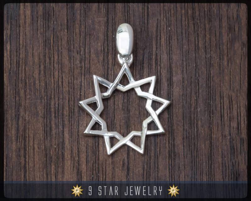 Bps3 - 925 Sterling Silber 9 Stern Bahai Anhänger Bps3 - 925 Sterling Silber 9 Stern Bahai Anhänger von 9StarJewelry