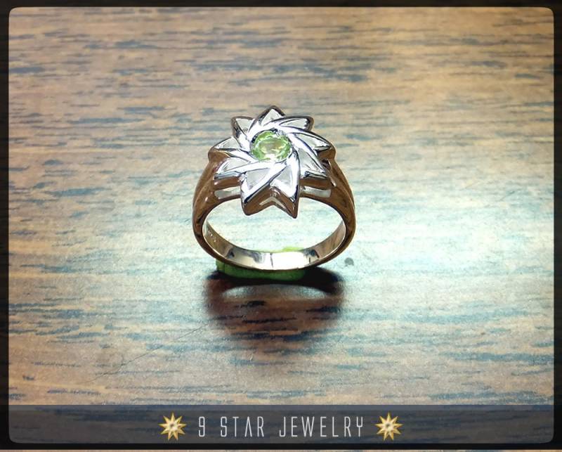 Peridot - Sterling Silber 9 Star Bahai Ring Mit Echtem Edelstein | Limited Edition Brs6P Peridot - Sterling Silber 9 Star Bahai Ring Mit Echtem Edelstein | Limited Edition Brs6P von 9StarJewelry