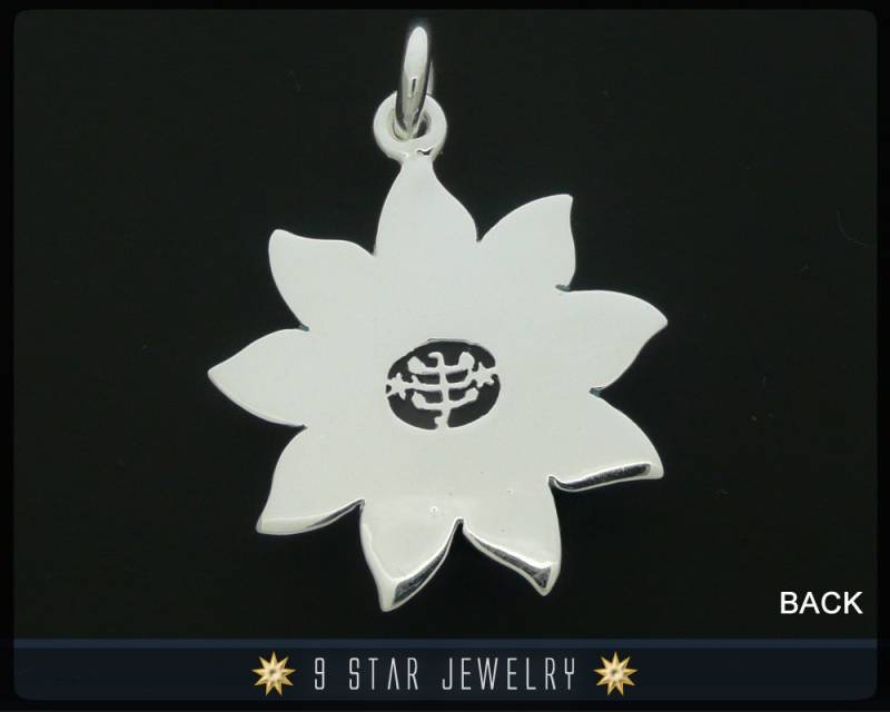 Sonnenblume - Sterling Silber 9 Sterne Bahai Anhänger Mit Ringstein-Symbol Blauem Topas Bps12Bt Sonnenblume - Sterling Silber 9 Sterne Bahai Anhänger Mit Ringstein-Symbol Blauem Topas Bps12Bt von 9StarJewelry