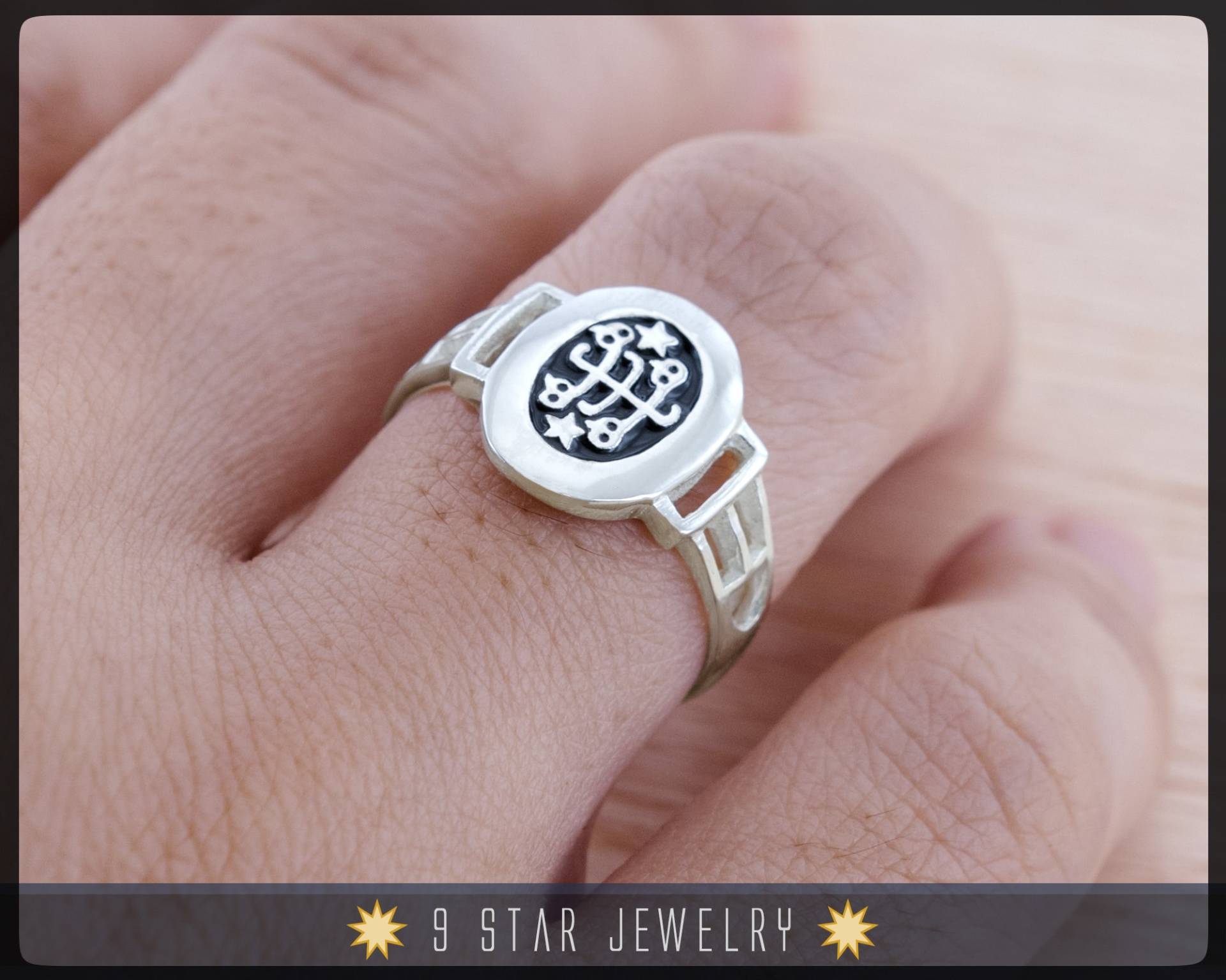 sterling Silber Bahai Symbol Ring - Größen 4 Bis 10, 5 Brs 8 sterling Silber Bahai Symbol Ring - Größen 4 Bis 10, 5 Brs 8 von 9StarJewelry
