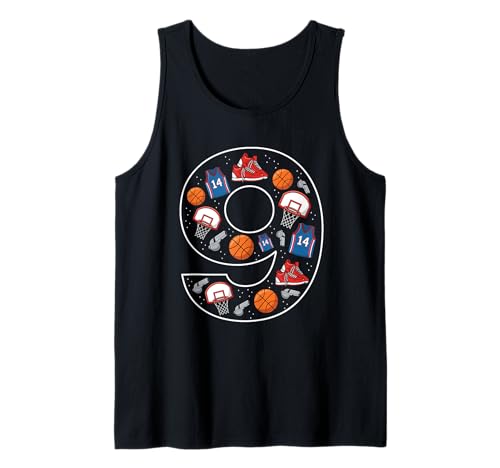 9. Geburtstag 9 Jahre alt Basketball Jungen Mädchen Basketball Tank Top von 9th Birthday 9 Year Old Basketball Boys Girls