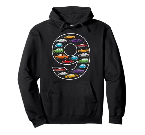 9. Geburtstag 9 Jahre alte Autos Jungen Mädchen Rennen Pullover Hoodie von 9th Birthday 9 Year Old Cars Boys Girls