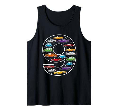 9. Geburtstag 9 Jahre alte Autos Jungen Mädchen Rennen Tank Top von 9th Birthday 9 Year Old Cars Boys Girls
