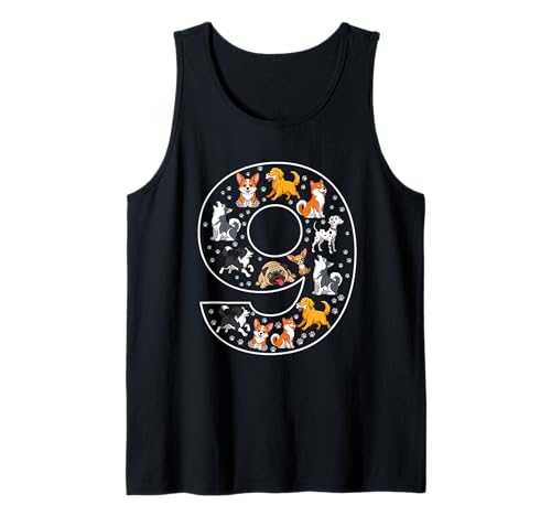 9. Geburtstag 9 Jahre alte Hunde Jungen Mädchen Welpen Tank Top von 9th Birthday 9 Year Old Dogs Boys Girls