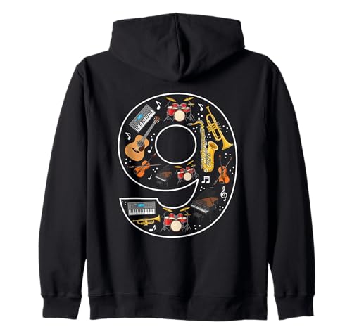 9. Geburtstag 9 Jahre alte Musik Jungen Mädchen Band Kapuzenjacke von 9th Birthday 9 Year Old Music Boys Girls