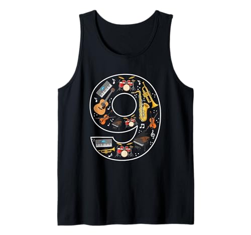 9. Geburtstag 9 Jahre alte Musik Jungen Mädchen Band Tank Top von 9th Birthday 9 Year Old Music Boys Girls