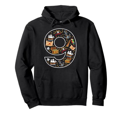 9. Geburtstag 9 Jahre alt Pirat Jungen Mädchen Schädel Pullover Hoodie von 9th Birthday 9 Year Old Pirate Boys Girls