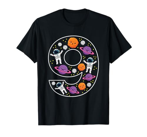 9. Geburtstag 9 Jahre alt Weltraum Jungen Mädchen Astronaut Planeten T-Shirt von 9th Birthday 9 Year Old Space Boys Girls