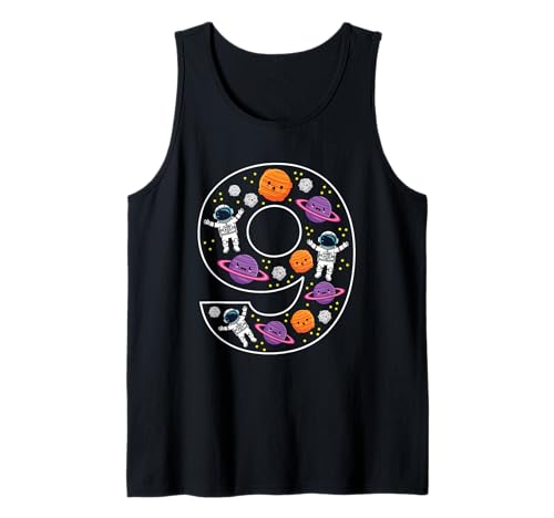 9. Geburtstag 9 Jahre alt Weltraum Jungen Mädchen Astronaut Planeten Tank Top von 9th Birthday 9 Year Old Space Boys Girls