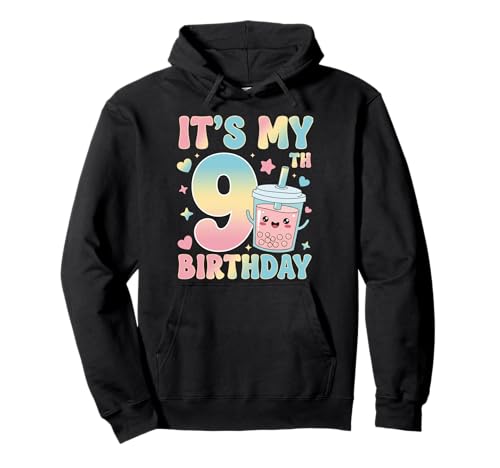 It's My 9th Birthday Bubble Boba Tea Party 9 Year Old Girl Pullover Hoodie von 9th Birthday Boba Tea Party 9 Year Old Girl