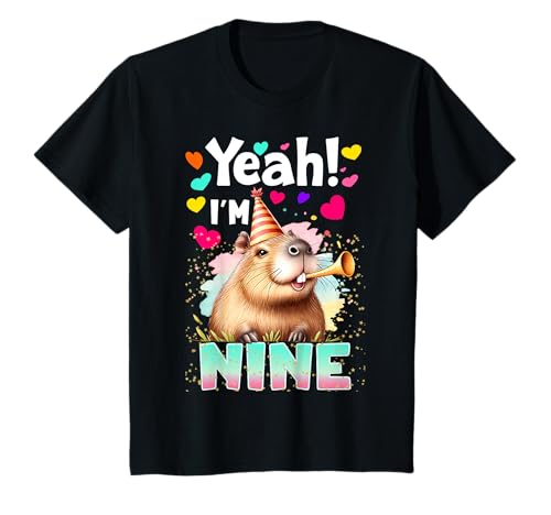 Kinder Süße Mädchenparty für Kinder, 9 Jahre, 9. Geburtstag, Capybara-Liebhaber T-Shirt Kinder Süße Mädchenparty für Kinder, 9 Jahre, 9. Geburtstag, Capybara-Liebhaber T-Shirt von 9th Birthday Kids Age 9 Capybara Cute Birthday Tee