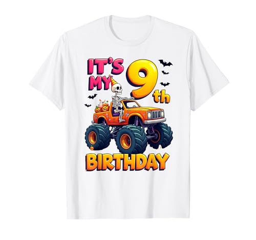 It's My 9th Birthday Boy Skeleton Monster Truck Halloween T-Shirt von 9th Birthday Monster Truck Costume