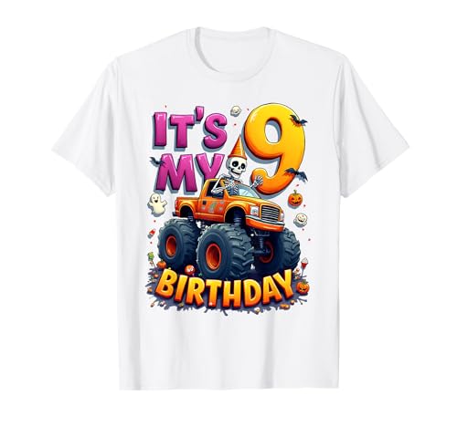 It's My 9th Birthday Boy Skeleton Monster Truck Halloween T-Shirt von 9th Birthday Monster Truck Costume