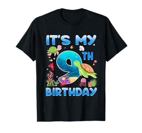 9 Jahre alte Mädchen Jungen 9. Geburtstag Meeresschildkröte Thema T-Shirt 9 Jahre alte Mädchen Jungen 9. Geburtstag Meeresschildkröte Thema T-Shirt von 9th Birthday Sea Turtle Gift For Kids