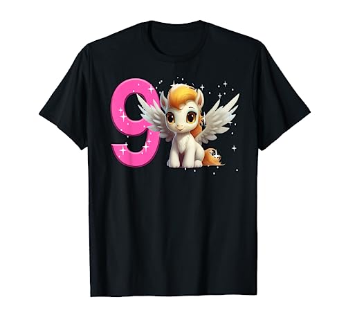 9. Geburtstag Mädchen Pegasus Geburtstag Shirt Party Pegasus Nine T-Shirt von 9th Birthday Tees NYC