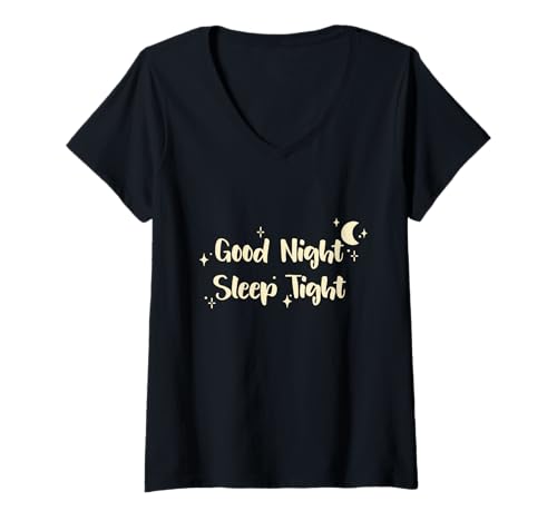 Damen Good Night Sleep Tight T-Shirt T-Shirt mit V-Ausschnitt Damen Good Night Sleep Tight T-Shirt T-Shirt mit V-Ausschnitt von 9tudio