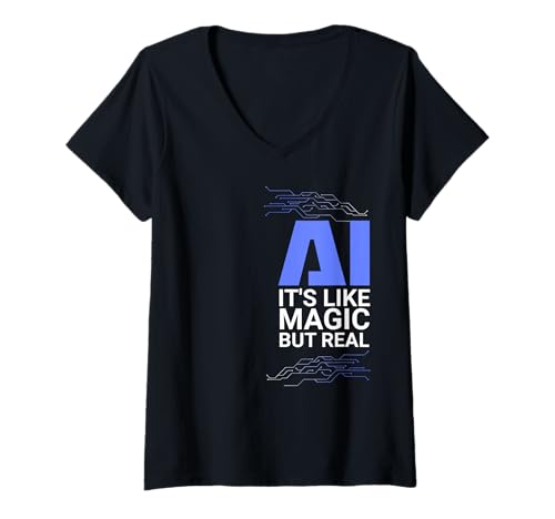 Damen KI ist wie Magie, Aber echtes Geek-Geschenk für künstliche Intelligenz T-Shirt mit V-Ausschnitt Damen KI ist wie Magie, Aber echtes Geek-Geschenk für künstliche Intelligenz T-Shirt mit V-Ausschnitt von A+I Tee