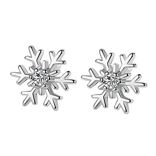 A/A Schneeflocke Ohrringe, Cubic Zirkonia Ohrringe Ohrstecker, 925 Sterling Silber Winter Schmuck Mode Ohrringe für Frauen Mädchen von A/A