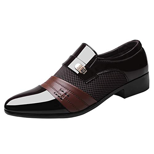 A/H Herren Spitze Business Anzug Schuhe, Männer Normalweite Leder Formale Hochzeitsschuhe, Lederschuhe Lässig Bequem Hochzeitsschuh fur Hochzeit Büro (Braun, 41) von A/H