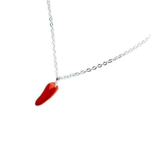Frische schöne kreative rote Tropfen Glasur Chili 925 Sterling Silber Schlüsselbein Kette weibliche Halskette beste Geburtstagsgeschenk von A/N
