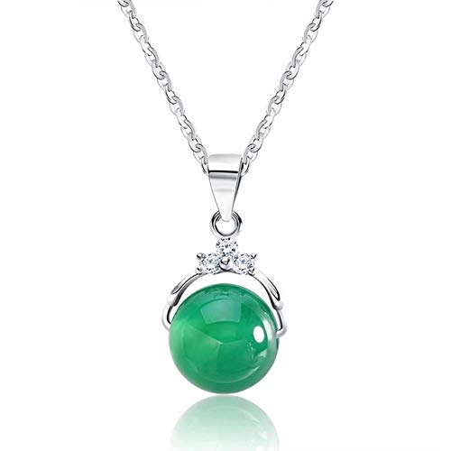 Mode 925 Sterling Silber Anhänger Halsketten mit glänzend grünem Naturstein für Frauen Silber Geschenk Silbergrün von A/N