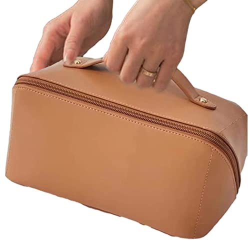 Große Kapazität Reise Kosmetiktasche für Frauen, wasserdichte tragbare Reise Kulturbeutel für Frauen, PU-Leder Make-up Tasche mit Trennwand Tasche von A/R