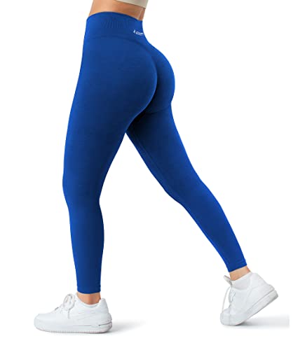 A AGROSTE Nahtlose Damen-Workout-Leggings für große Mädchen, Scrunch Butt Lifting Gym Leggings Hohe Taille Yogahose, #3 Dunkelblau, X-Groß von A AGROSTE
