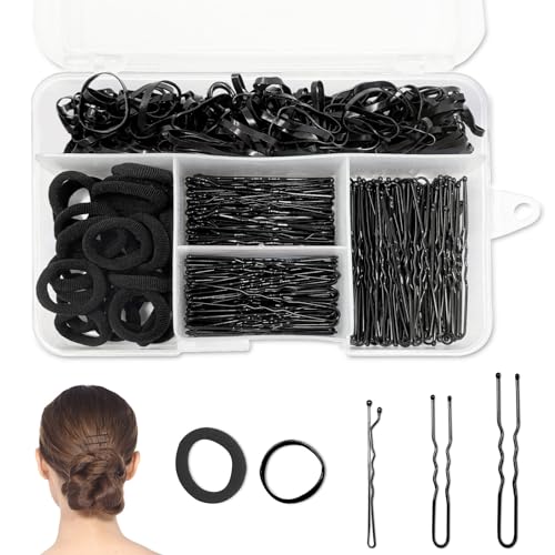 A AIKOOL 300 Stück Haarnadeln für Frauen: 150 Stück Haarnadeln und U-Pins, 150 Stück Haargummis in transparenter tragbarer Box – Metall-Haarschmuck-Set für Frauen, Mädchen, alle Haartypen (schwarz) A AIKOOL 300 Stück Haarnadeln für Frauen: 150 Stück Haarnadeln und U-Pins, 150 Stück Haargummis in transparenter tragbarer Box – Metall-Haarschmuck-Set für Frauen, Mädchen, alle Haartypen (schwarz) von A AIKOOL